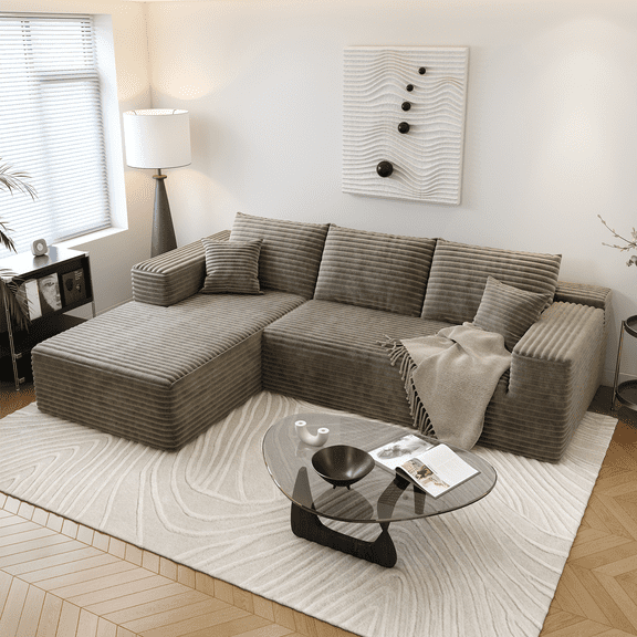 107.5" Cloud Sectional Couch with L-Shape Chaise,Modern Modular Sofa for Living Room ,No Assembly Required,(Camel,Left Facing Chaise)