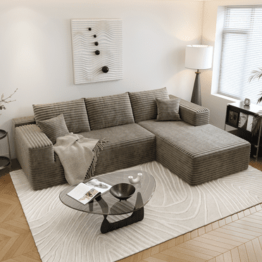 107.5" Cloud Sectional Couch with L-Shape Chaise,Modern Modular Sofa for Living Room ,No Assembly Required,(Camel,Right Facing Chaise)