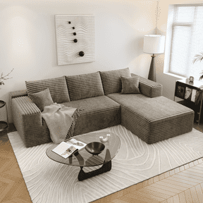 107.5" Cloud Sectional Couch with L-Shape Chaise,Modern Modular Sofa for Living Room ,No Assembly Required,(Camel,Right Facing Chaise)
