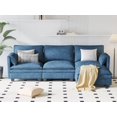 thumbnail image 1 of 107.8'' Blue Fabric L-Shaped Sofa with Movable Ottoman & Pocket Arms - Modern 3-Seater Couch for Living Room, Apartment, Office - Durable, High-Density Foam, 800lb Capacity, 1 of 11