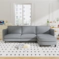 thumbnail image 1 of 107.8" Cloud Couch, Gray Sectional Couches for Living Room, Large 3 Seater U-Shaped Sofa with Movable Ottoman, Fabric Couch with Arm Pockets for Apartment Office, 1 of 12