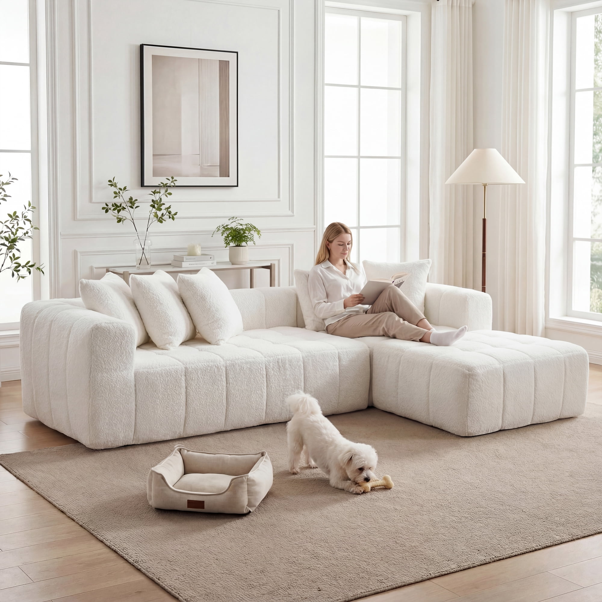 107.9"Cloud Modular Sectional Sofa Couch with L-Shape Chaise,Modern ...