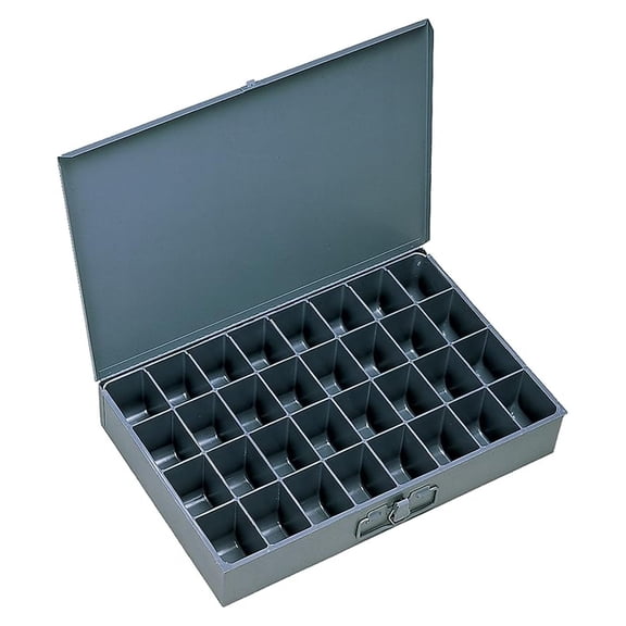107-95-IND Gray Cold Rolled Steel Individual Large Box, 18" Width x 3" Height x 12" Depth, 32 Compartment