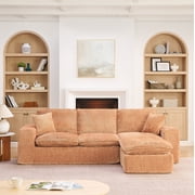 107" Boucle Sectional Sofa L Shaped Couch with Ottoman Cloud Couch 4 Seat Modular Sofa Deep Seat Living Room Furniture, Orange