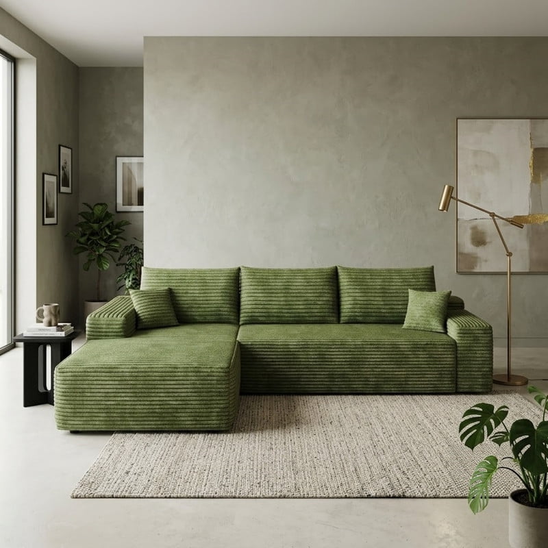 107" Cloud L-Shaped Sectional Sofa with Chaise, Modern Modular Couch with Deep Seat, Plush Corduroy Upholstered Sofa for Living Room, Bedroom & Apartment, No Assembly Required