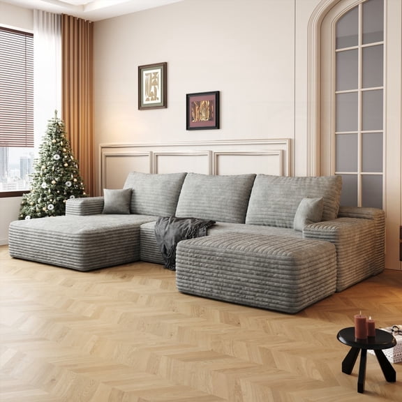 107" Cloud Sectional Sofa | No Assembly, Plush Corduroy | Comfort for Living Room
