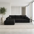 thumbnail image 1 of 107" Cloud Sectional Sofa with L-Shape Chaise, Plush Corduroy Fabric, Black, 1 of 8