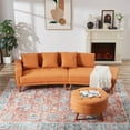 thumbnail image 1 of 107" Contemporary Sofa,Stylish Sofa Couch with a Round Storage Ottoman and Three Removable Pillows,PU Sofa for Living Room Home Office,Orange, 1 of 7
