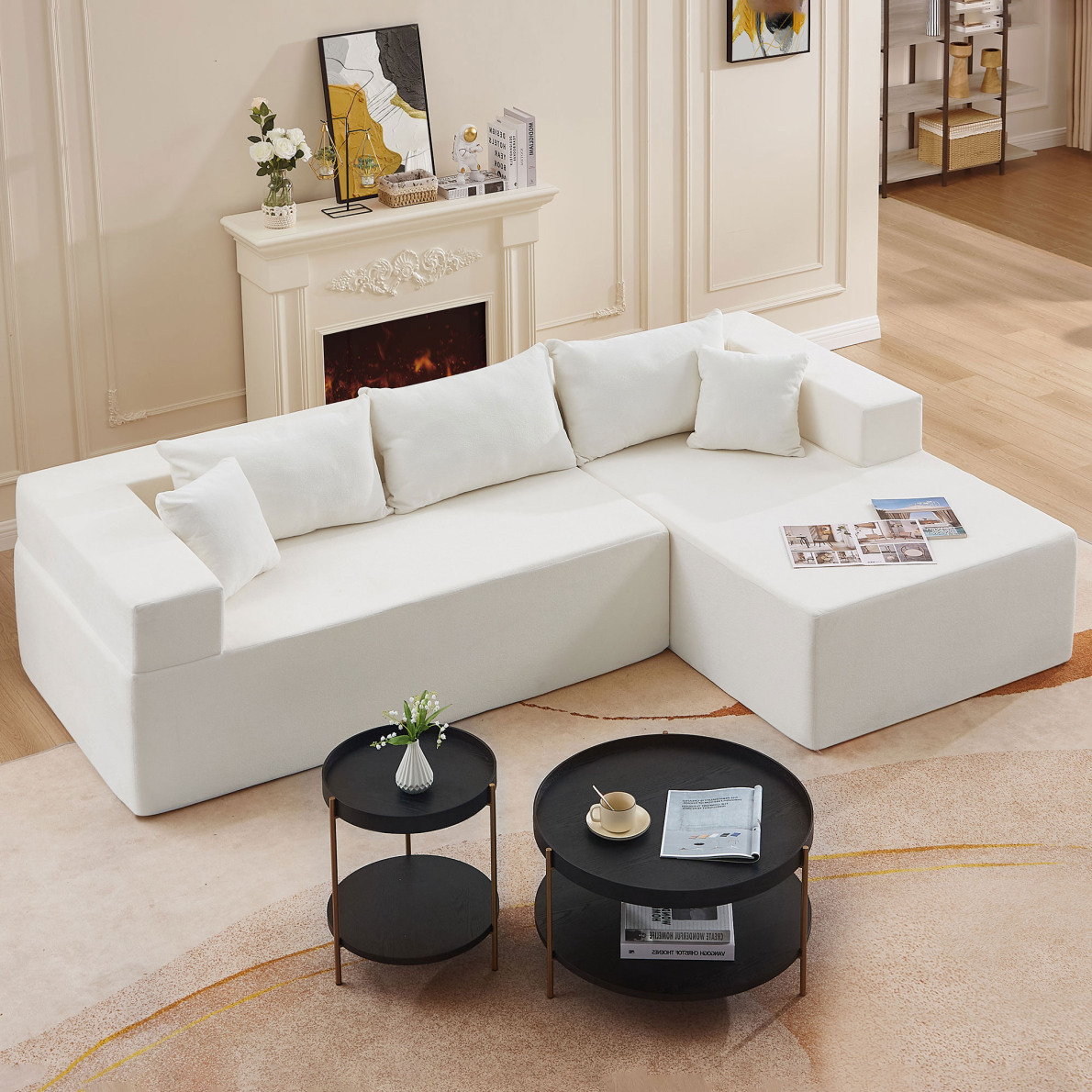 107" L-Shape Sectional Sofa, Modular Sectional Living Room Sofa Set ...