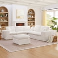 thumbnail image 1 of 107" Modern Boucle L-Shaped Sectional Sofa with Moveable Ottoman for Living Room, Comfy Cloud Couch with Pillows, Diy Combination (Beige), 1 of 10