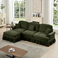 thumbnail image 1 of 107" Modular Sectional Sofa, L-Shaped Cloud Couch with Removable Ruffles Pleats Skirts and Movable Ottoman, 4 Seater Chenille Sleeper Couch Set, Green, 1 of 9