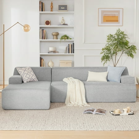 107” Modular Sectional Sofa, Modern Sofa Couch for Living Room, High Density Sponges Cloud Couch Sectional, L-Shape Couches for Living Room, LightGrey