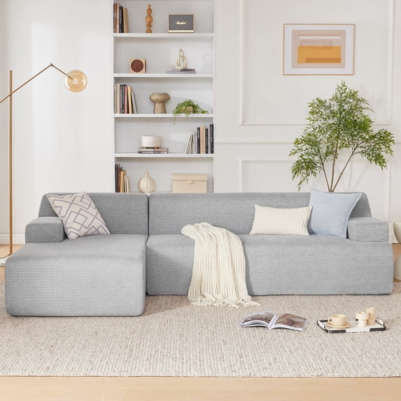 107” Modular Sectional Sofa, Modern Sofa Couch for Living Room, High Density Sponges Cloud Couch Sectional, L-Shape Couches for Living Room, LightGrey