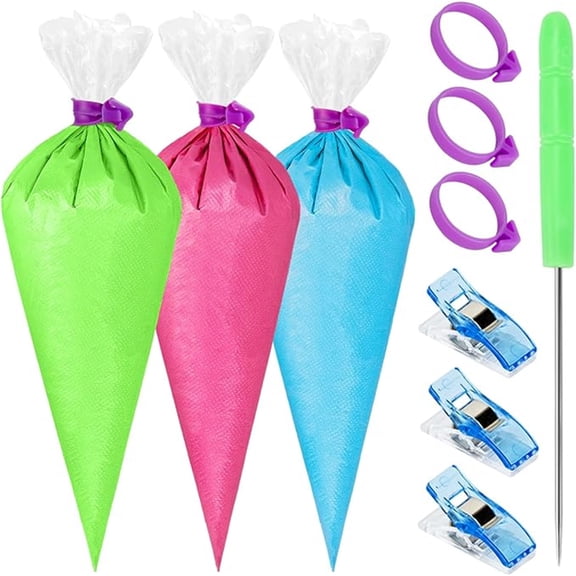 107 Pcs Piping Bags Set, 100Pcs Pastry Bags 12 Inch, Frosting Bags, Cake D rating Bags, D rating Bags Piping Bags Disposable with 3 Bag Ties, 3 Clips & 1 Scriber Needle