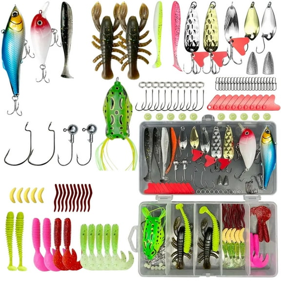 107-Piece Complete Fishing Tackle Box Set, Angler Designed For Beginners & Enthusiasts, Premium Lures Hooks Weights & Guide Included