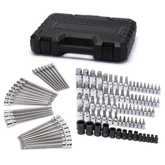 107-Piece Socket Set 1/4" 3/8" 1/2" Drive SAE Metric Cr-v S2 Steel
