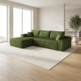thumbnail image 1 of 107" Plush Corduroy Cloud Sectional Sofa with Chaise, Green, 1 of 8