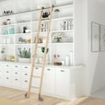 thumbnail image 1 of 107 in. Unfinished Maple Library Ladder Satin Nickel Removable Rolling Ladder Kit with 12 feet of Rail, 1 of 14