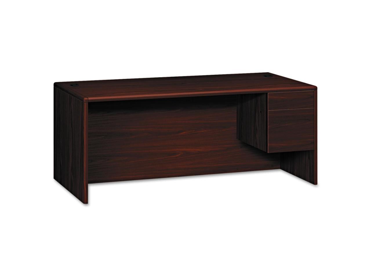 Elegant Mahogany Executive Desk with Integrated Filing System