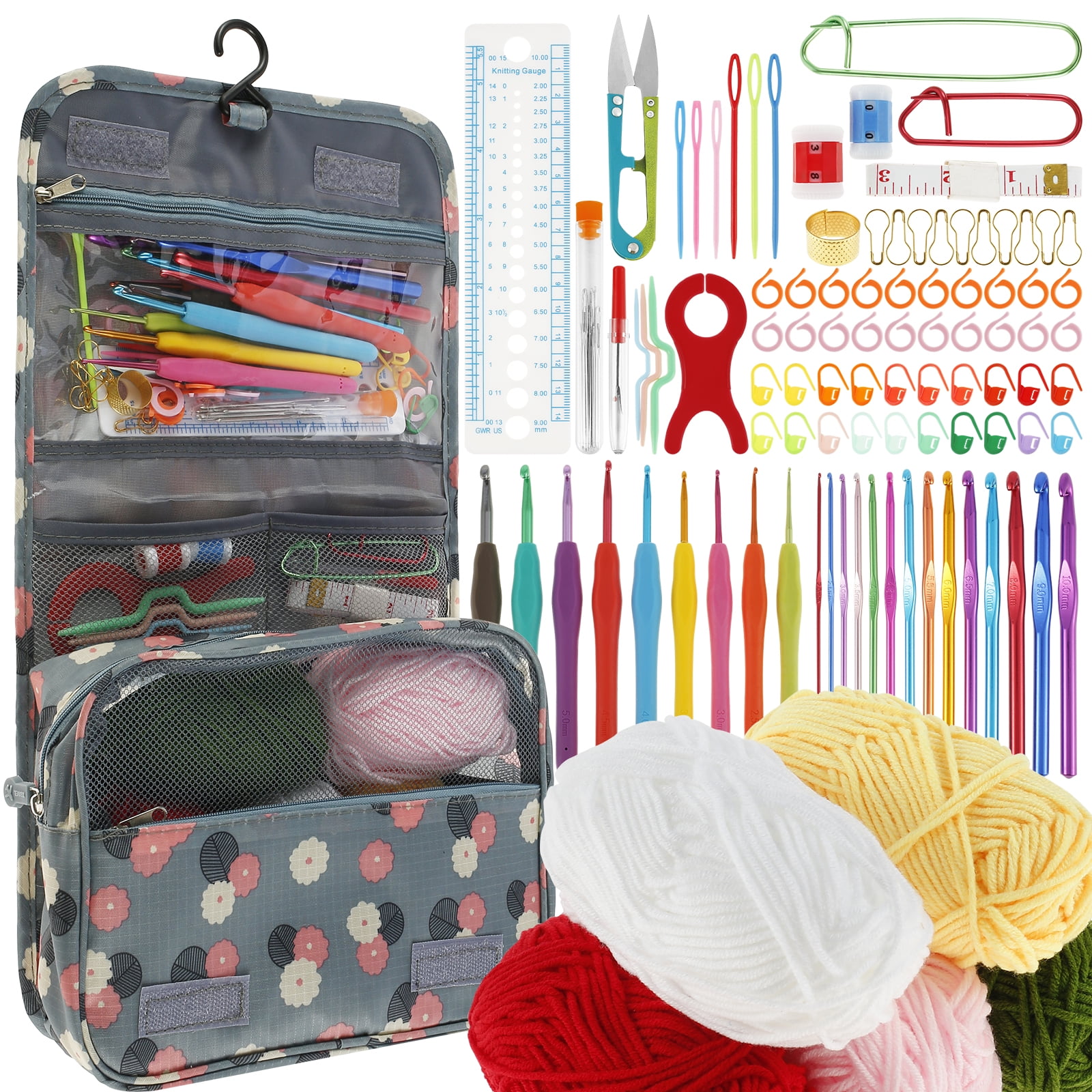Bxmavoj Crochet Essentials Kit with 14 Aluminium Hooks & 5 Wool, 107 Pieces