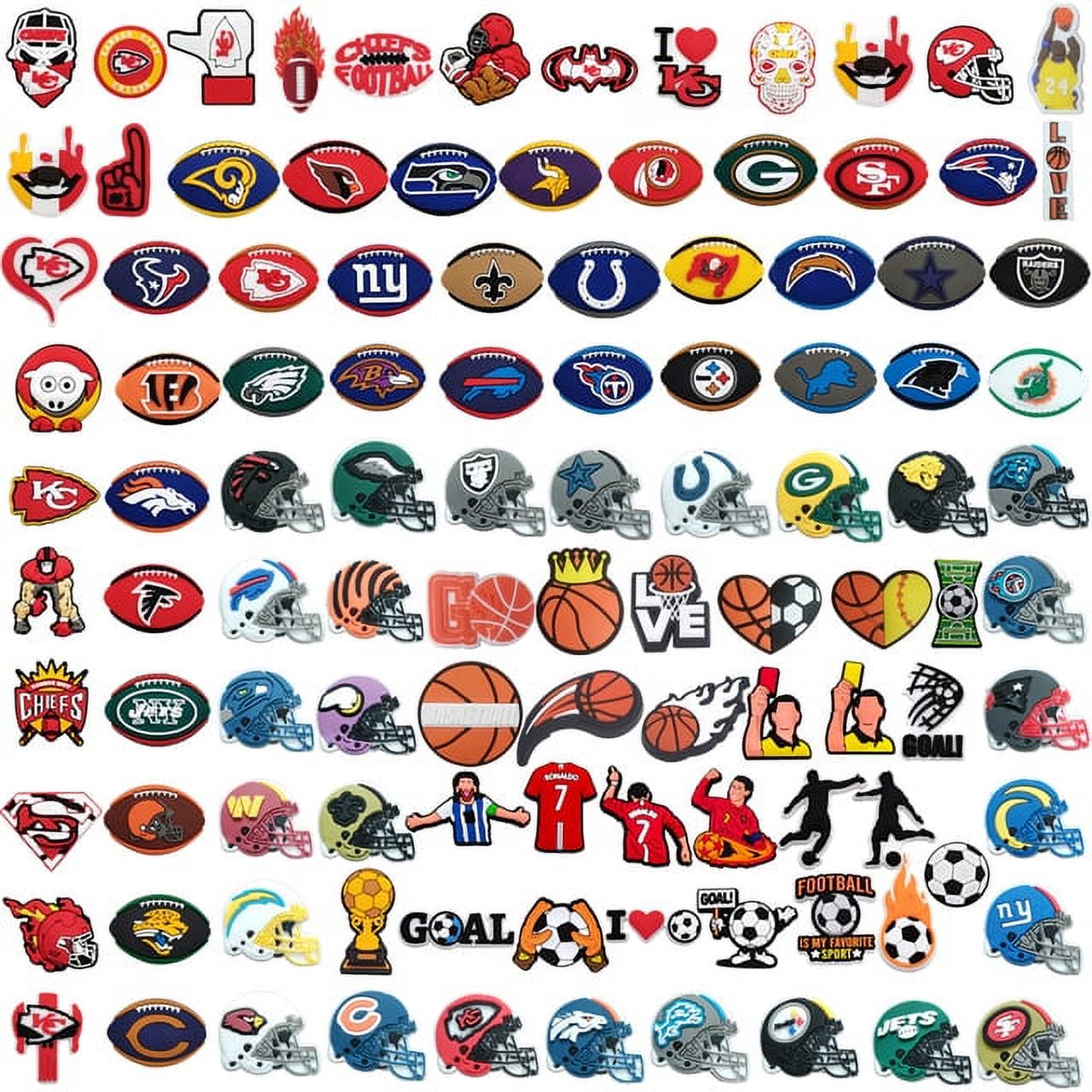 107Pcs/Set Wholesale Rugby PVC Shoe Charm Accessories Basketball