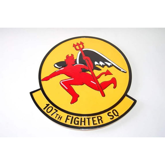 107th Fighter Squadron Plaque,14", Mahogany