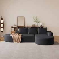 108.5" Modern Curved Sectional Sofa with Right Chaise, Chenille Upholstered L-Shaped Couch, Deep Seat 3-Seater Sofa for Living Room,Black