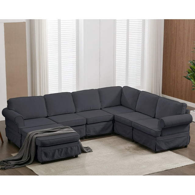 108.6" Sectional Sofa,Modular Sectional Couch with Ottomans,Upholstered