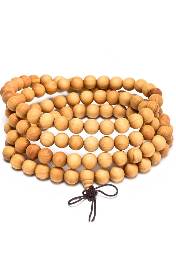 108 8mm Wooden Mala Necklace Bracelet for Men and Women, Prayer Meditation Buddhist or Wear Jewelry, for Gifts for Yourself or Friends and Family.