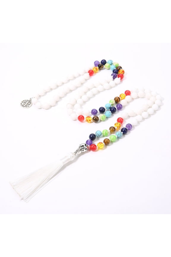 108 Beaded Mala Necklace Handmade Stone Bead Yoga Meditation Tassel Necklace Long Prayer Accessory Unisex Design