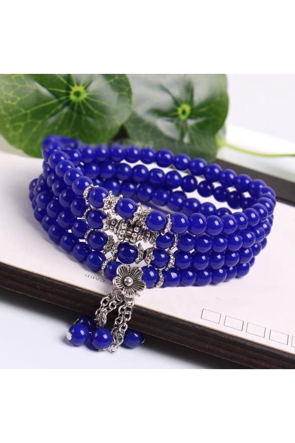108 Beads Synthetic Crystal Bracelet Four Circle Multi Layer Meditation Mala Beaded Jewelry for Women and Men