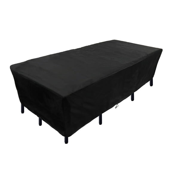 108 in. Black Patio Furniture Cover, Waterproof with Rope and Metal Buckles