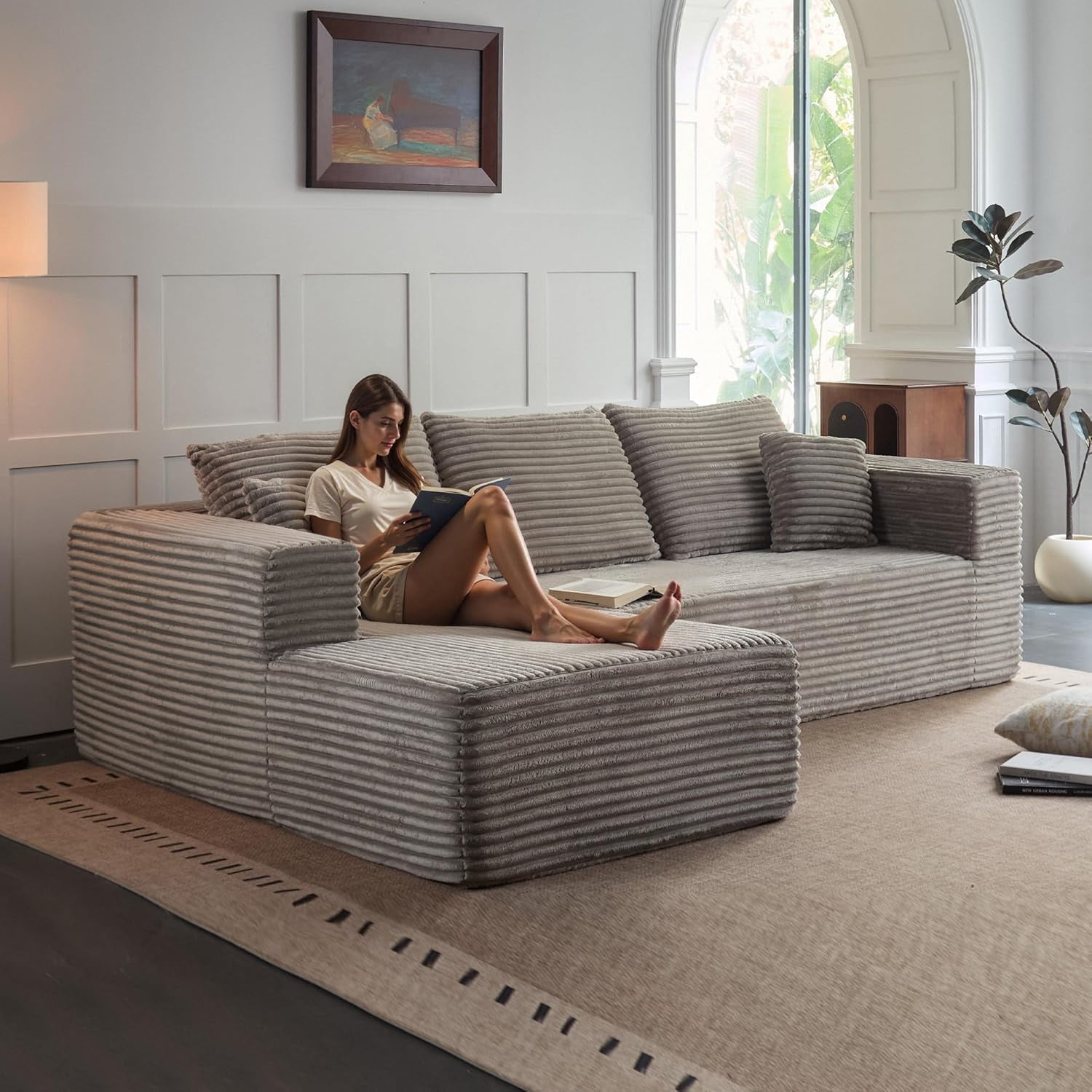 Cubente 108" Modular Sectional Sofa, Cloud Couch with 3 Deep Seat ...