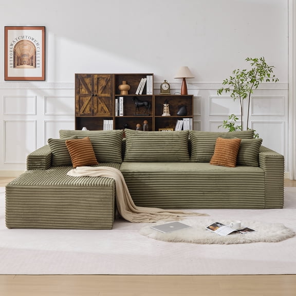 108" Boneless Couches for Living Room,L-Shaped Modular Sectional Sofa with Chaise,Flexible Module Combination,High-Density Memory Foam, No Assembly Required,Plush Corduroy