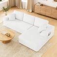 thumbnail image 1 of 108" Boneless Sofa Couch for Living Room, Neche L-Shaped Corduroy Sectional, White-Right, 1 of 5