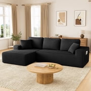 108 Boneless Sofa for Living Room, Neche Modern L-Shaped Corduroy Sectional, Modular Cloud Couch with Deep Seating Upholstered Sofa, Oversized,No Assembly, Black