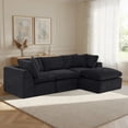 thumbnail image 1 of 108'' Chenille Sectional Sofa with Movable Ottoman, Modern Boneless Cloud Couch with Deep Seat, 3-Seater L-Shaped Modular Sofa for Living Room, No Assembly Required, Black, 1 of 7