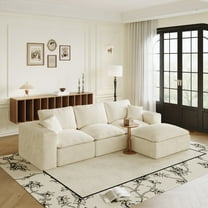 108 Cloud Couch, Beige Modern Sectional Couches for Living Room, L-Shape Modular Sofa with Chaise, Deep Seat, Plush Corduroy, Left-Right Interchangeable, No Assembly