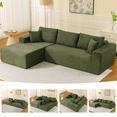 thumbnail image 1 of 108" Cloud Couch Sectional, Deep Seating Modular Sofa with L-Shaped Chaise, Boneless Upholstered Corduroy Sectional for Living Room or Apartment, No Assembly Required (Green, Left Facing Chaise), 1 of 20