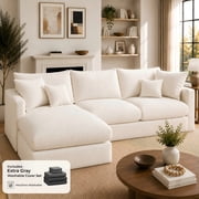 Amsleekey 108" Modular L-Shaped Couch with Ottoman and Extra Washable Cover, Modern Oversized Sectional Sofa Set