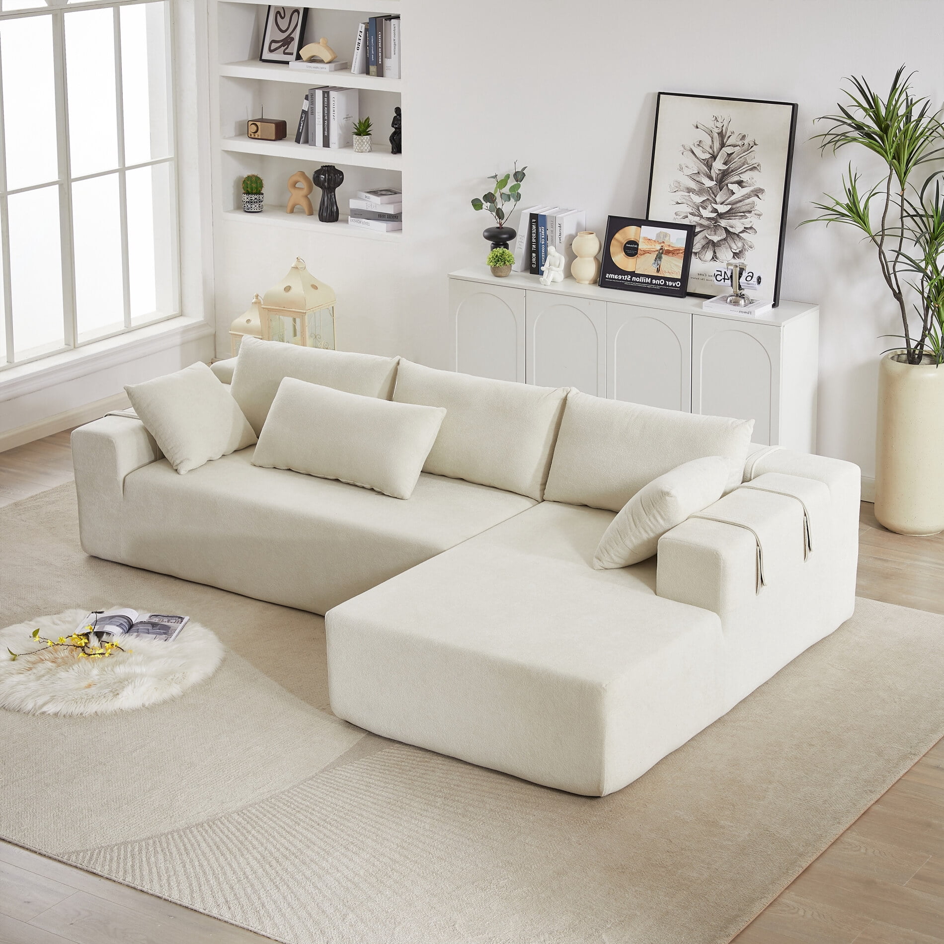 108" Cloud Sectional Couch with L-Shaped Chaise, Modern Modular ...