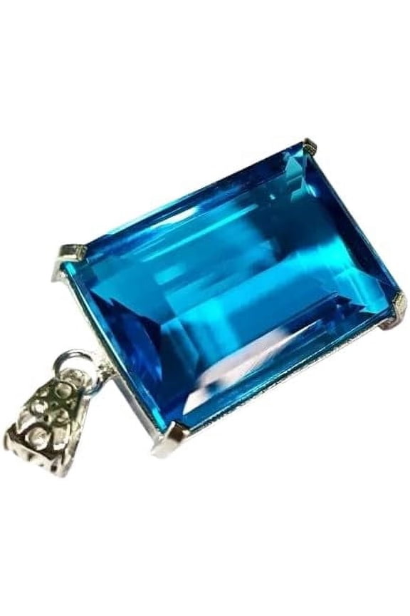 108 Ct+ EGL Certified Natural Blue Topaz 925 Solid Silver Pendant Stunning Loose Gemstone with Vibrant Color for Jewelry Making