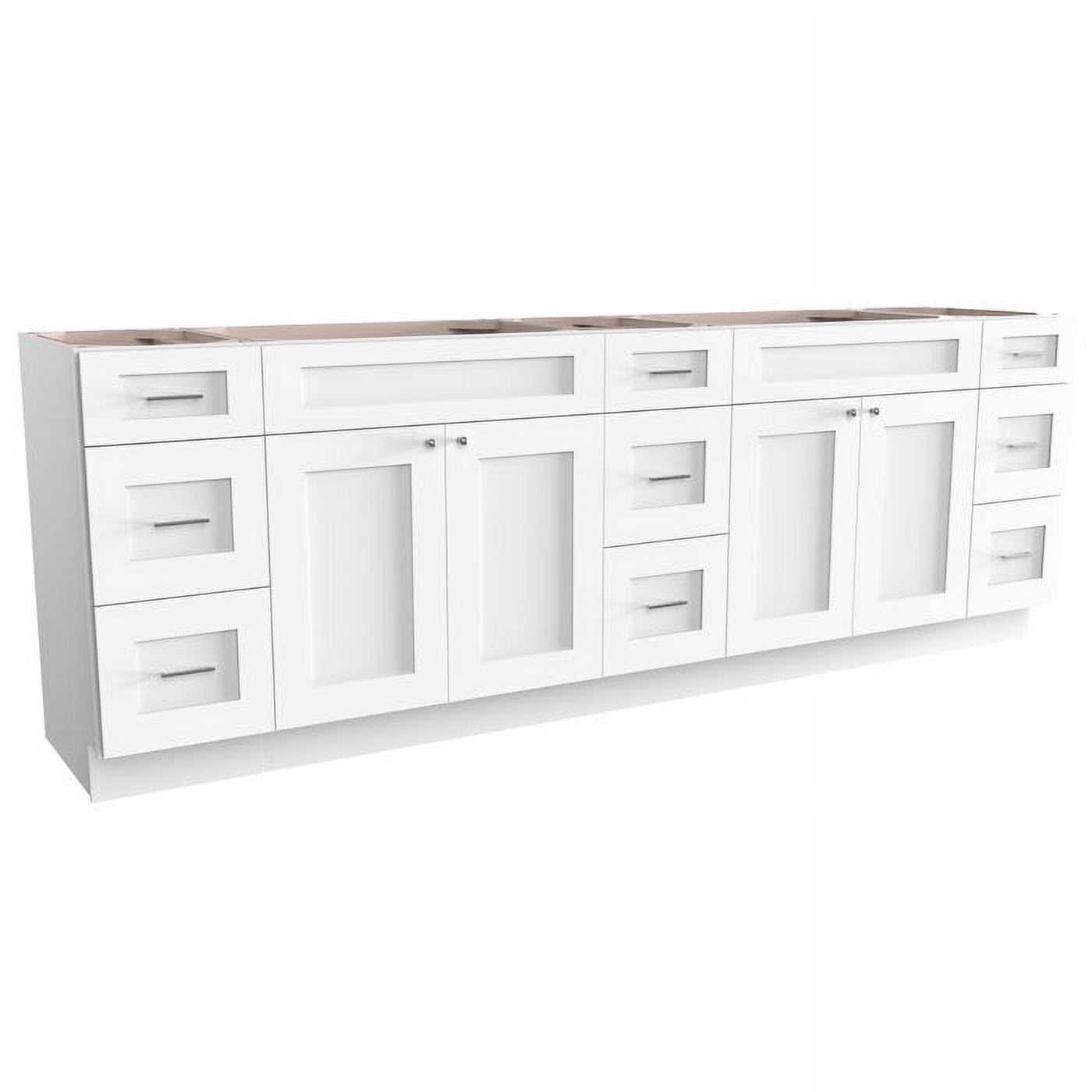 White Shaker Style Double Bathroom Vanity Base with Drawers