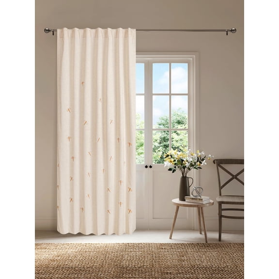 Bedding Craft Linen Curtain Panel Dragonfly Print Room Darkening Taupe 50 x 108 in