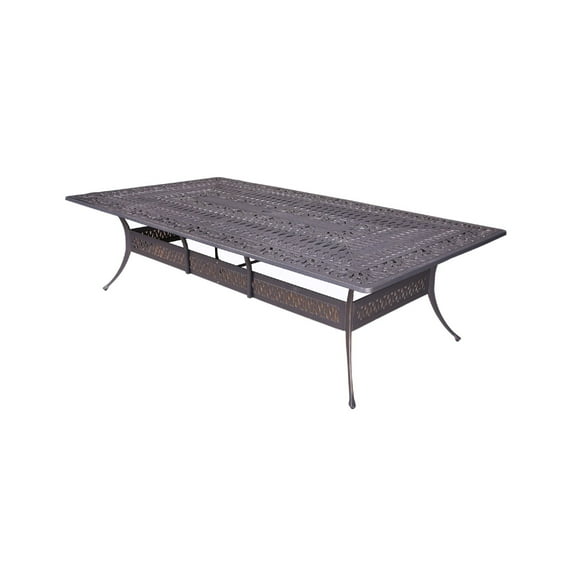 108 Inch Arbor Rectangular Metal Outdoor Dining Table, Large, Gunmetal Gray
