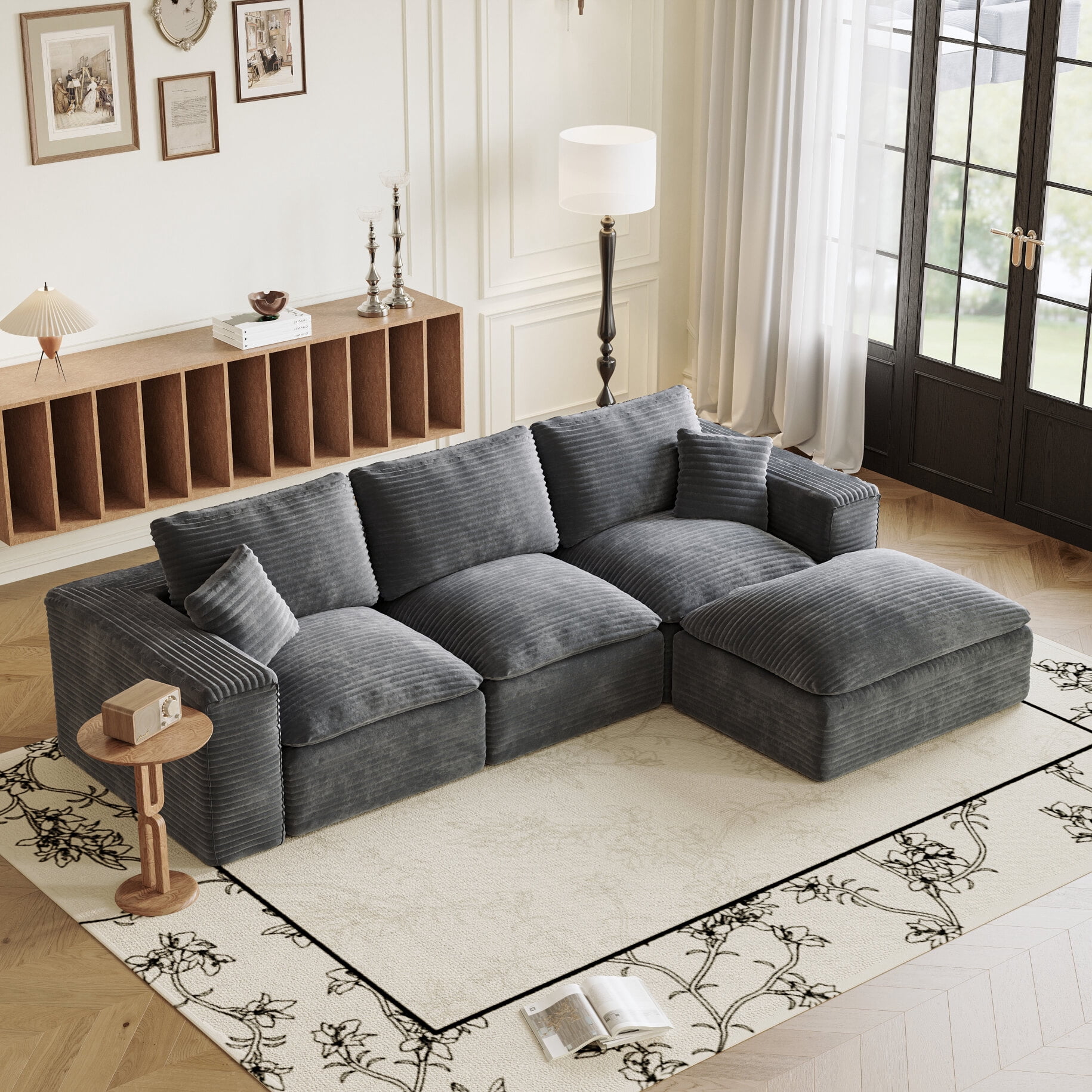 108 Inch Modular Sectional Sofa with Reversible Chaise, Deep Seating ...