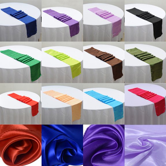 108 Inch x 12 Inch Silky Table Runner Cloth Wedding Venue Decorations Party Red Polyester, Nylon