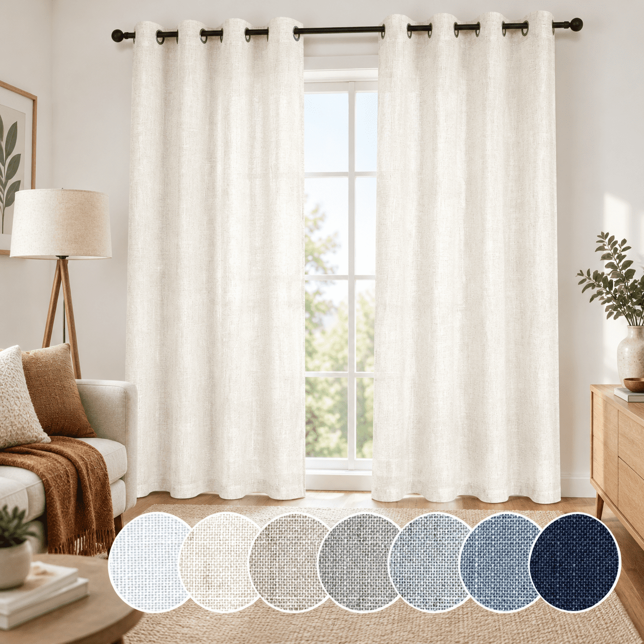 108 Inches Long Curtafor Living Room 2 Panel Set Rustic Textured Opaque ...