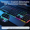thumbnail image 1 of 108 Keys Key Caps Professional Ergonomic Universal Anti-slip Wear-resistant Backlit DIY Spanish Mechanical Keyboard Keycaps for Office, 1 of 8