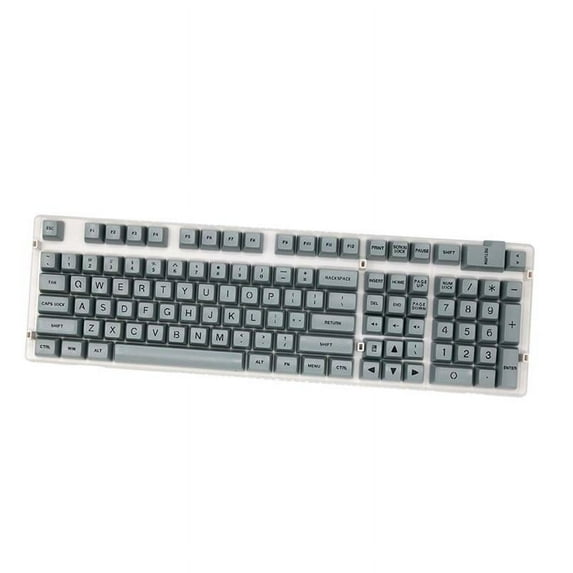 108 Keys Set Keycaps for Mechanical Keyboard - Gray Black Letters, 450x110x15mm